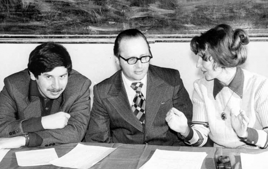 Данилов Георгий Владимирович (19.06.40 - 07.05.18) - Слева направо: ст. преподаватель А.М. Аметов, доцент Г.В. Данилов, ст. преподаватель И.И. Волкова